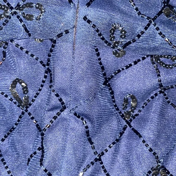 Adrianna Papell Navy Blouson Beaded Top - Picture 6 of 6